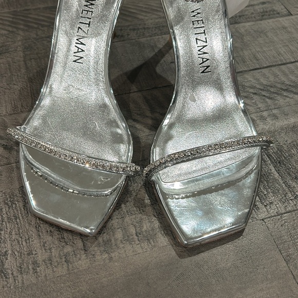 Stuart Weitzman Nudistcurve Glam Metallic Crystal Ankle-Strap Sandals - Picture 5 of 12